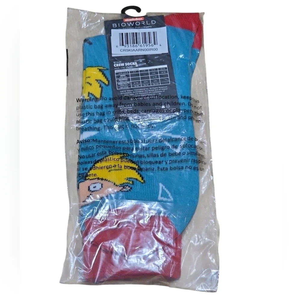 Bioworld Hey Arnold! Blue and Red Crew Socks